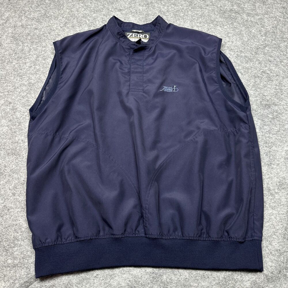 Zero Restrictions Golf Vest Mens Large Pullover Blue 1/4 Snap Moss Creek USA